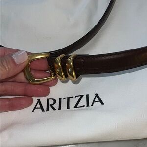 Aritzia Dark Brown Belt with Gold Accents